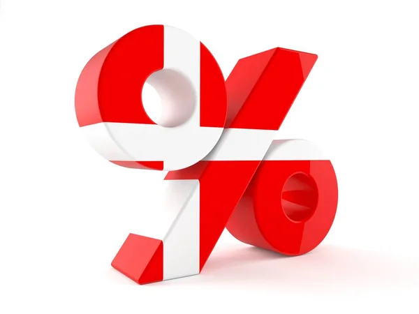 Símbolo Percentual Com Bandeira Dinamarquesa Isolada Sobre Fundo Branco Ilustração — Fotografia de Stock