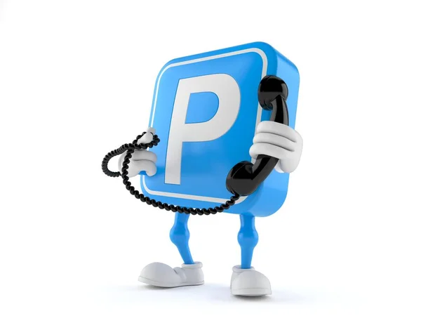 Символ Паркування Тримає Телефонну Трубку Ізольовано Білому Тлі Ілюстрація — стокове фото