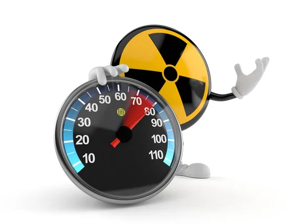 Radioactive Character Speed Meter Isolated White Background Illustration — Stock Photo, Image