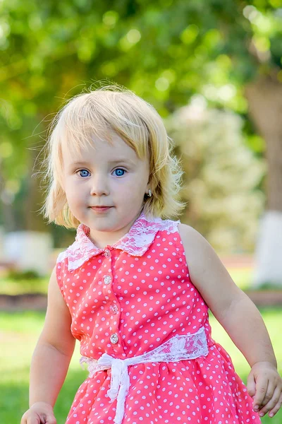 Bambina passeggia nel parco in estate — Foto Stock