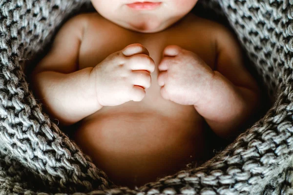 Little hand of sleeping baby newborn close up — Stock Photo, Image