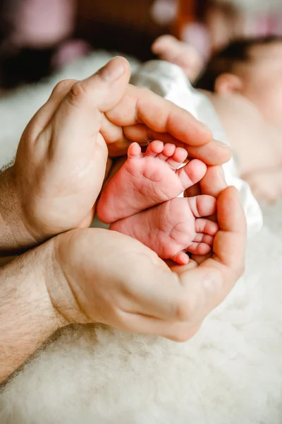 Los pies del recién nacido en manos del Papa —  Fotos de Stock