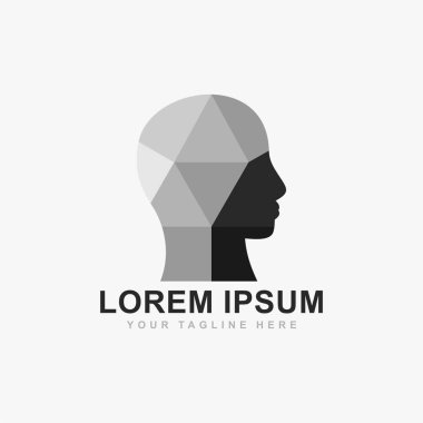 Ağız ve maksimum yüz cerrahisi logo tasarımı vektörü. Yüz profili düşük poli tekniği gösterimi.