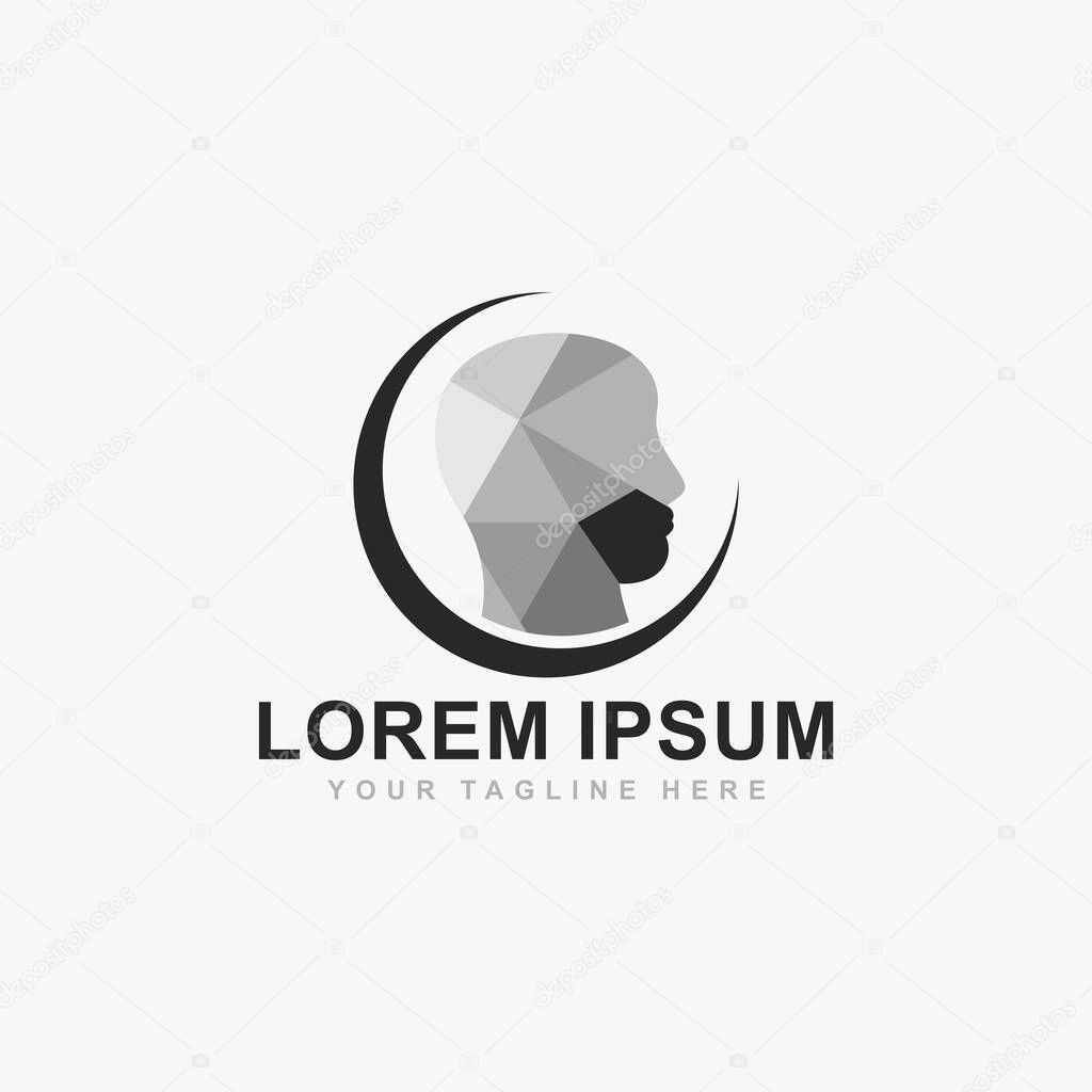 Oral and maxillofacial surgery logo design vector. Face profile low poly technique illustration.