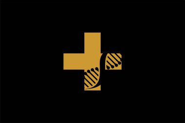 Genetik DNA logo tasarım vektörü. Çapraz sağlık çizelgesi.