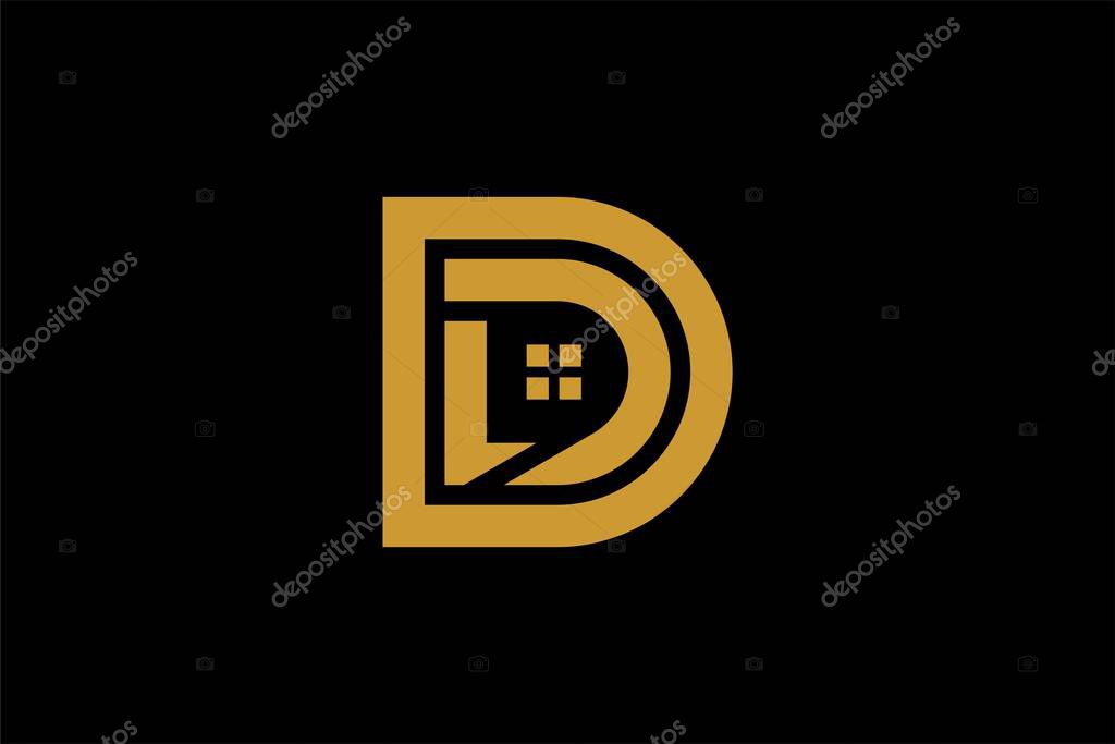 Real estate logo design. Letter DL house abstract symbol. Outline the home icon vector.