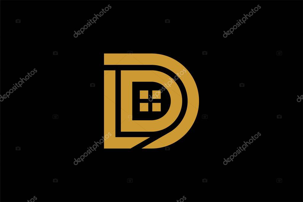 Real estate logo design. Letter DL house abstract symbol. Outline the home icon vector.