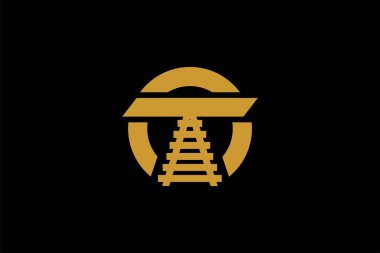 Demiryolu hizmetleri logo tasarım vektörü. Soyut monogram T harfi işareti. Tren taşıma logosu tasarımı.
