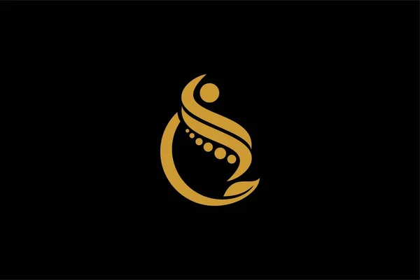 Ağrı kesici logo tasarım vektörü. Soyut harf CS çizim sembolü. Çember ve yaprak vektör simgeleri.