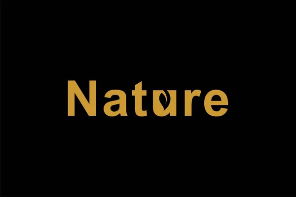 自然テキストロゴデザインベクトル 自然イラストの文字記号 緑の葉ベクトルアイコン — ストックベクタ