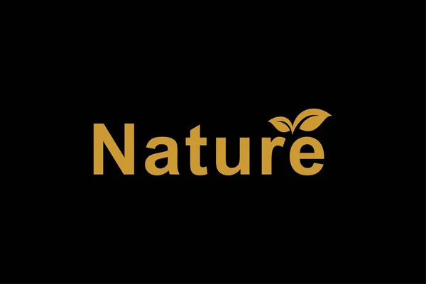 Doğa Metin Logosu Tasarım Vektörü Doğal Illüstrasyon Sembolü Yeşil Yaprak — Stok Vektör