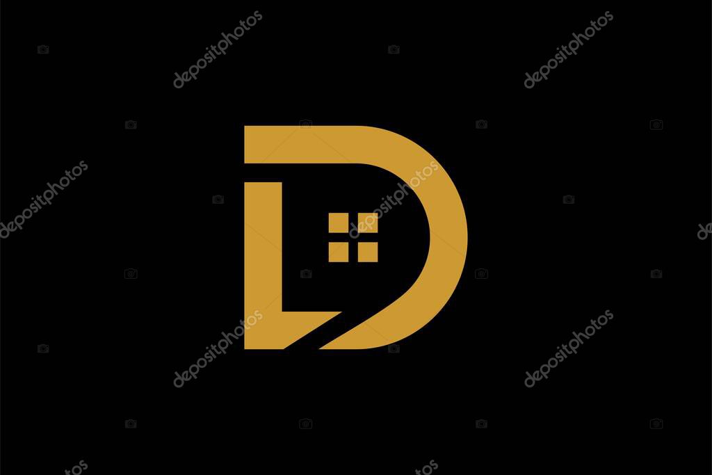 Real estate logo design. Letter DL house abstract symbol. Outline the home icon vector.