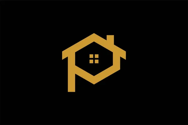 不動産ロゴデザイン モノグラム文字Pハウス抽象的なシンボル アウトラインハウスアイコンベクトル — ストックベクタ