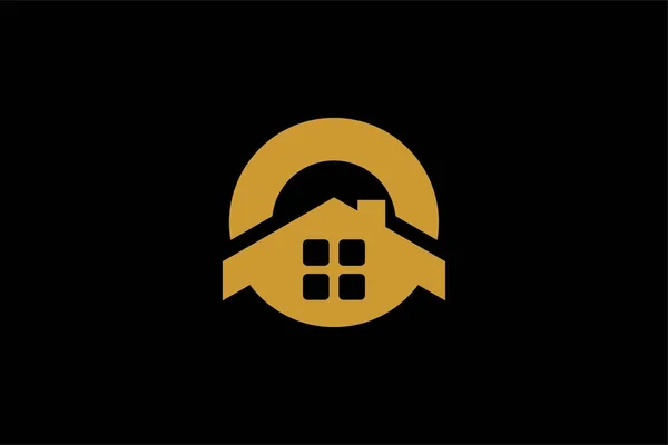不動産ロゴデザイン モノグラムO家抽象的なシンボル サークルハウスアイコンベクトル — ストックベクタ
