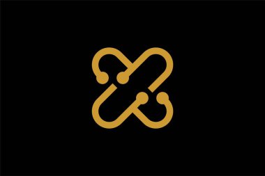 Cross X logo tasarım vektörü. X harfi soyut sembolü özetliyor. X Tipi ve noktalar vektör simgeleri.