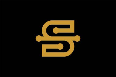 S harfi logo tasarım vektörü. Altın anahat S tipi soyut sembol. Nokta S vektör simgesi.
