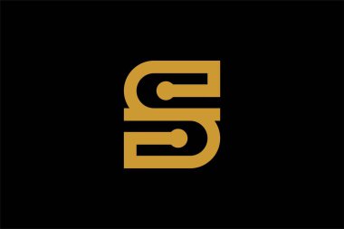 S harfi logo tasarım vektörü. Altın anahat S tipi soyut sembol. Nokta S vektör simgesi.