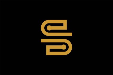 S harfi logo tasarım vektörü. Altın anahat S tipi soyut sembol. Nokta S vektör simgesi.