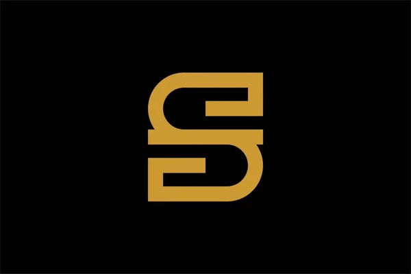 S字ロゴデザインベクター ゴールドアウトラインS型抽象記号 ドットSベクトルアイコン — ストックベクタ