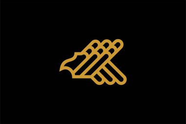 Kartal hattı logo tasarım vektörü. Vahşi kuş çizimi sembolü. Altın kartal ana hat vektör simgesi.