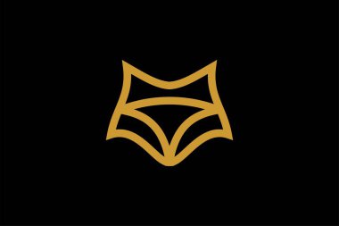 Tilki logosu tasarım vektörü. Vahşi hayvan çizimi sembolü. Altın tilki ana hatlı vektör simgesi.