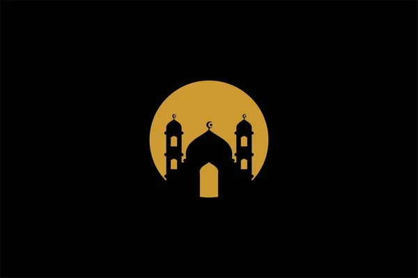 Mosque Logo Design Vector Islamic Building Illustration Home Pray Sign — Stock Vector