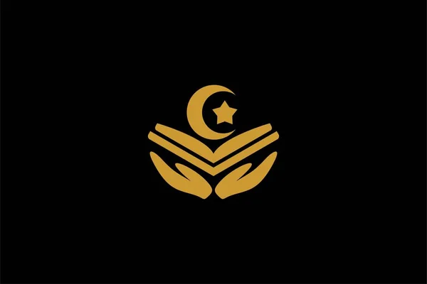 クルアーンロゴデザインベクター イスラームのイラスト記号のテキスト アラビアの装飾ベクトルアイコン — ストックベクタ