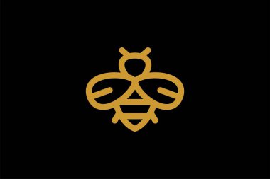 Arı logosu tasarım vektörü. Bal arısı soyut sembolü. Dış hat uçan böcek vektör simgesi.