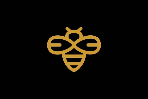 Arı Logosu Tasarım Vektörü Bal Arısı Soyut Sembolü Dış Hat — Stok Vektör
