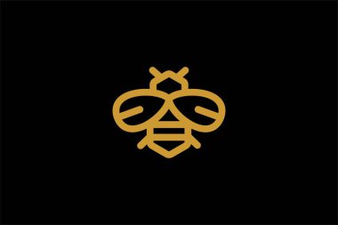 Arı logosu tasarım vektörü. Bal arısı soyut sembolü. Dış hat uçan böcek vektör simgesi.