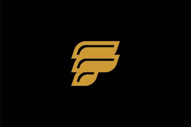 F harfi logo tasarım vektörü. Monogram F illüstrasyon sembolü. Çizgi tipi vektör simgesi.