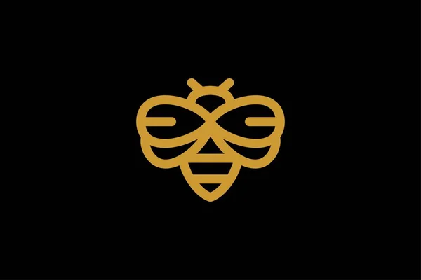 Designvektor Für Das Bienenlogo Honigbiene Abstraktes Symbol Umrissenes Fliegendes Insektenvektorsymbol — Stockvektor