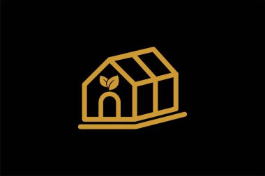 Sera logosu tasarım vektörü. Bitki özlü çizim sembolü. Yeşil yaprak işareti. Sera ve yaprak vektör simgeleri.