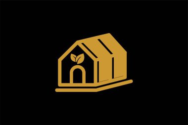 Sera logosu tasarım vektörü. Bitki özlü çizim sembolü. Yeşil yaprak işareti. Sera ve yaprak vektör simgeleri.
