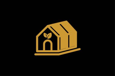 Sera logosu tasarım vektörü. Bitki özlü çizim sembolü. Yeşil yaprak işareti. Sera ve yaprak vektör simgeleri.