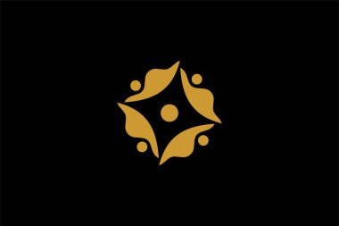 Takım çalışması logosu tasarım vektörü. İnsanlar illüstrasyon sembollerini yuvarlamışlar. İnsanlık bakımı vektör simgesi.