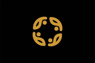 Takım çalışması logosu tasarım vektörü. İnsanlar illüstrasyon sembollerini yuvarlamışlar. İnsanlık bakımı vektör simgesi.
