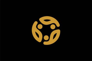 Takım çalışması logosu tasarım vektörü. İnsanlar illüstrasyon sembollerini yuvarlamışlar. İnsanlık bakımı vektör simgesi.