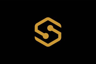 S harfi logo tasarım vektörü, teknoloji simgesi illüstrasyonu.