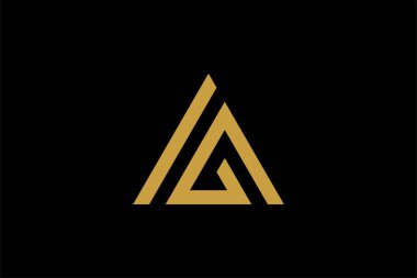 Dağ logosu tasarım vektörü. Üçgen soyut çizim sembolü. AM harfi taslak işareti. Altın macera vektör simgesi.