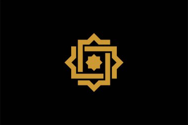 İslami logo tasarım vektörü. Cami soyut illüstrasyon logosu. Altın Arapça süsleme vektör simgesi. 