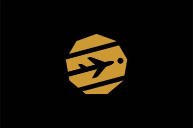 Seyahat logosu tasarım vektörü, uçak simgesi çizimi. Tatil logo şirketi..