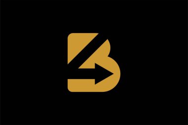 B harfi ve ok logosu tasarım vektörü. Soyut logo tasarımı. İş için logo tipi.