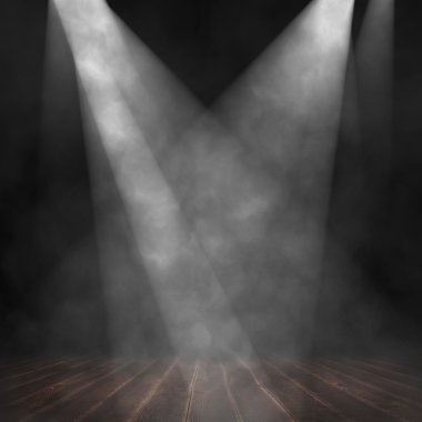 Dark interior shined with a projector clipart