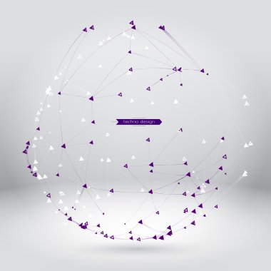 Soyut geometrik çokgen şekli. Vektör bilim arka plan. Fütüristik teknoloji arka plan. Bağlantı noktaları ve çizgileri yapısı