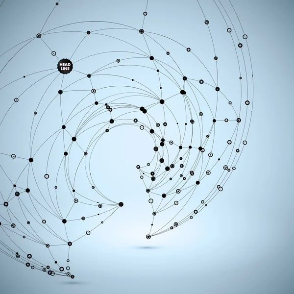 Resumen Vector Fondo poligonal. Forma geométrica poligonal. Antecedentes de la ciencia vectorial Conexión de puntos y líneas Estructura — Vector de stock