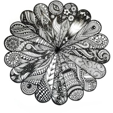 Kağıt daireye desenli boyanmış mürekkep.