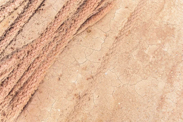 Detailní Stopy Pneumatik Motorovém Kříži Zemi Pohled Shora Plochý Ležel — Stock fotografie