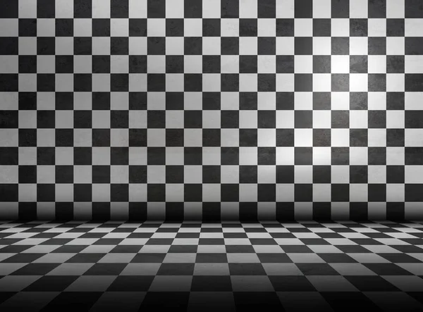 Checker Floor Wall Pattern Room Grunge Empty Interior Design — Stock Photo, Image