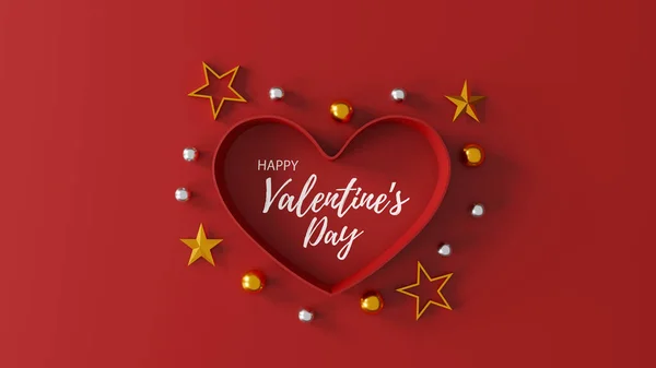 Happy Valentine Day Concept Heart Shape Gift Box Red Background — Stock Photo, Image